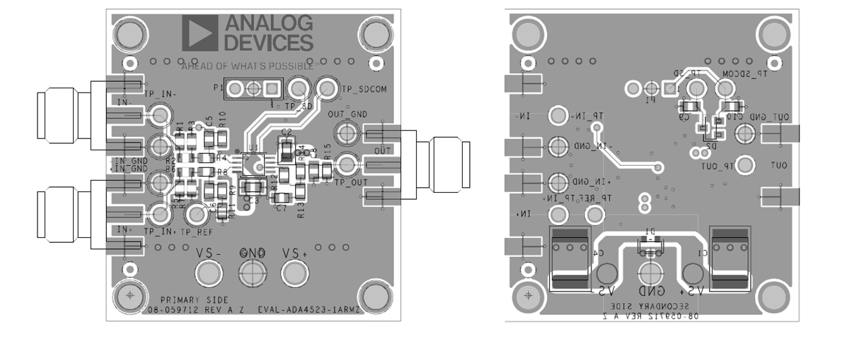 位置电路 - Analog Devices Inc. ADA4523-1评估板 (EVAL-ADA4523-1BRMZ)